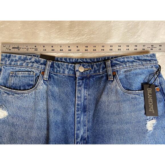 NWT BLANK NYC JEANS 33 THE FRANKLIN RIBCAGE WIDE LEG RIPPED BAGGY BLUE LIGHTS - Picture 10 of 12